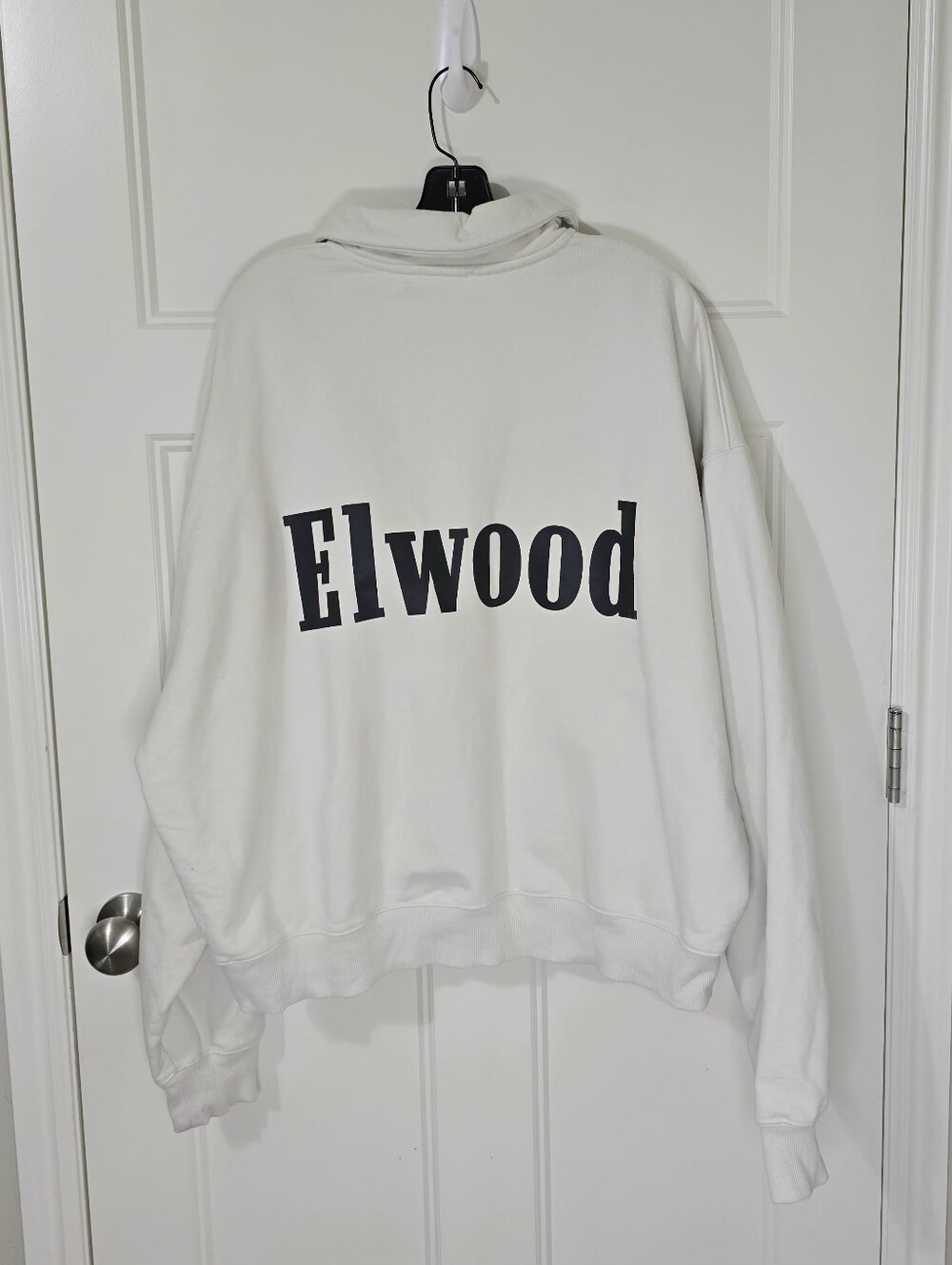 Elwood Heavyweight Fleece Polo Collar Sweatshirt Pearl Unisex Large - Picture 4 of 11